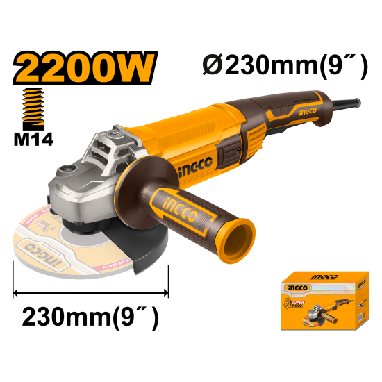 Угловая шлифовальная машина 2200 Вт, 230 мм (2) INGCO AG220018 INDUSTRIAL