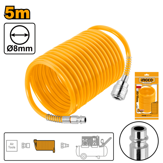 Шланг для компрессора спиральный INGCO AH1051 Шланг для компрессора спиральный INGCO AH1051