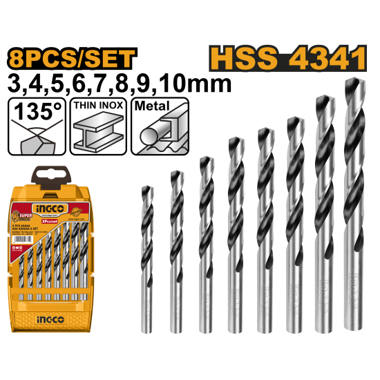 Набор сверл по металлу HSS 8 шт. AKDB1088
