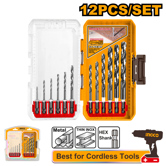 Набор сверл 12 шт (12/24) INGCO AKDL11206 INDUSTRIAL