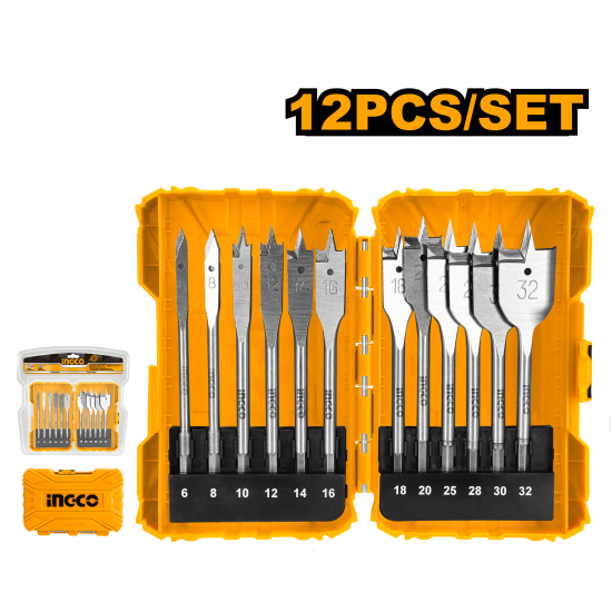 Набор сверл перовых по дереву 12 шт (6/12) INGCO AKDL1201