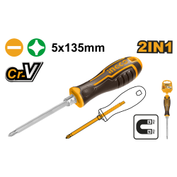 Отвертка двухсторонняя 135 мм PH1+SL5 INGCO AKISD0203