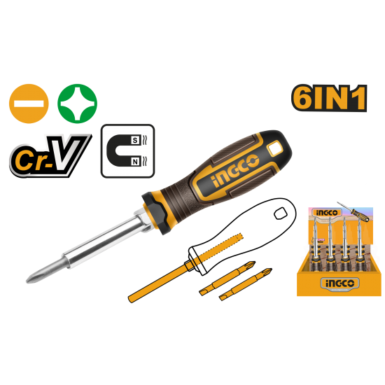 Отвертка 6 в1 INGCO AKISD0608 INDUSTRIAL