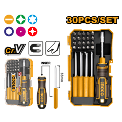 Набор переставных отверток и бит 30 шт (6/24) INGCO AKISD3001 Набор переставных отверток и бит 30 шт (6/24) INGCO AKISD3001