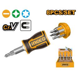 Отверткa короткая с битами 8 в 1 (12/48) INGCO AKISDS0708 Отверткa короткая с битами 8 в 1 (12/48) INGCO AKISDS0708