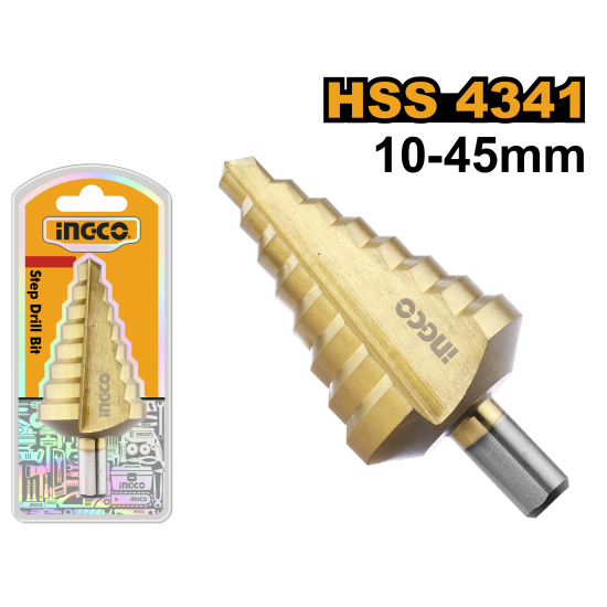 Ступенчатое сверло 10-45 мм (15/30) INGCO AKSDS10453 INDUSTRIAL