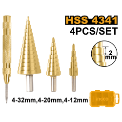 Набор ступенчатых сверл 4 шт (30) INGCO AKSDS2041 INDUSTRIAL