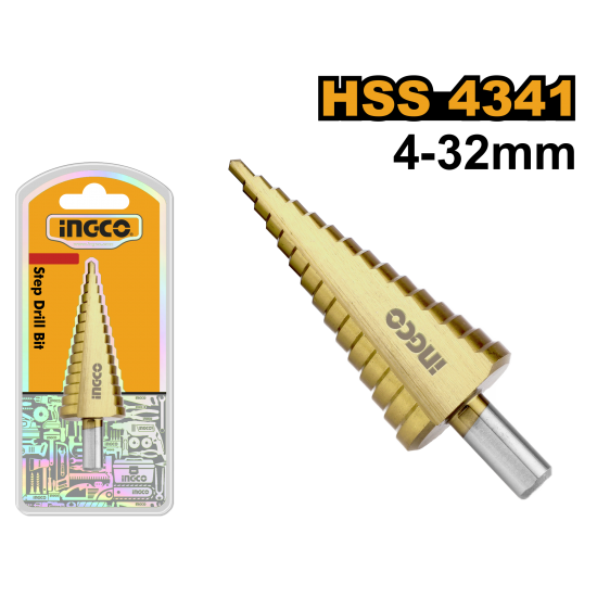 Ступенчатое сверло 4-32 мм (30/60) INGCO AKSDS43233 INDUSTRIAL