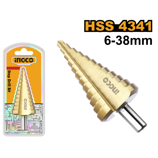 Ступенчатое сверло 6-38 мм (30/60) INGCO AKSDS63803 INDUSTRIAL