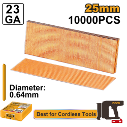 Шпильки для нейлера 23 GA 25 мм 10000 шт (18/36) INGCO ANA06825 INDUSTRIAL Шпильки для нейлера 23 GA 25 мм 10000 шт (18/36) INGCO ANA06825 INDUSTRIAL