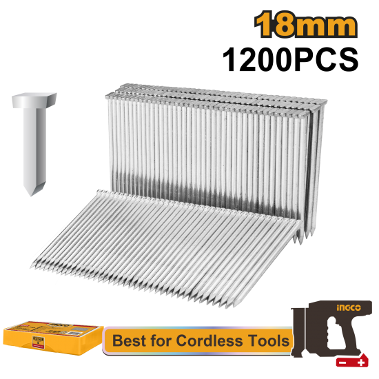 Гвозди для пневмостеплера 18 мм 1200 шт (20) INGCO ANA12018 Гвозди для пневмостеплера 18 мм 1200 шт (20) INGCO ANA12018