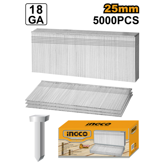 Гвозди для пневмостеплера 25 мм INGCO ANA18251 Гвозди для пневмостеплера 25 мм INGCO ANA18251