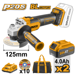 Аккумуляторная угловая шлифмашина 125 мм INGCO CAGLI2012582 INDUSTRIAL Аккумуляторная угловая шлифмашина 125 мм INGCO CAGLI2012582 INDUSTRIAL