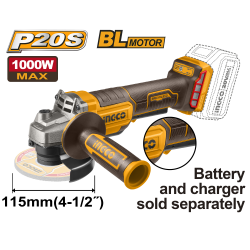 Аккумуляторная УШМ б/щ, 20В 115 мм INGCO CAGLI211156 INDUSTRIAL Аккумуляторная УШМ б/щ, 20В 115 мм INGCO CAGLI211156 INDUSTRIAL