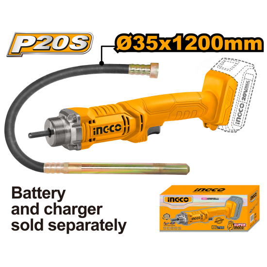 Аккумуляторный вибратор для бетона 20В (6) INGCO CCVLI202301 (ПП 353) Аккумуляторный вибратор для бетона 20В (6) INGCO CCVLI202301 (ПП 353)