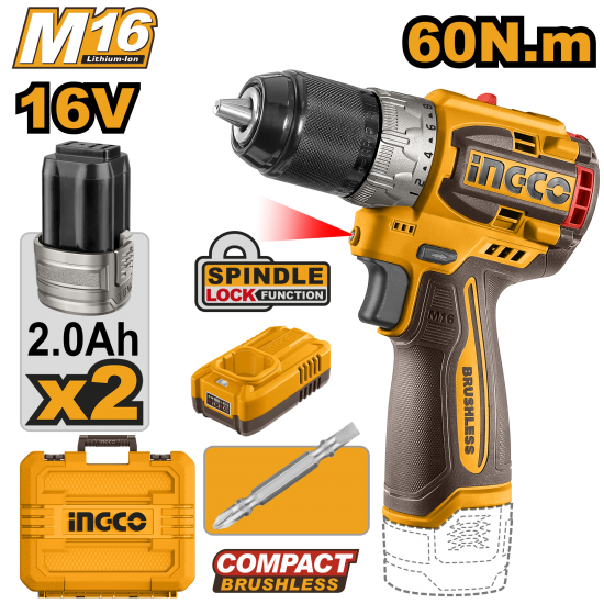 Аккумуляторный шуруповерт б/щ Li-ion 16В (5) INGCO CDLI16682 Аккумуляторный шуруповерт б/щ Li-ion 16В (5) INGCO CDLI16682