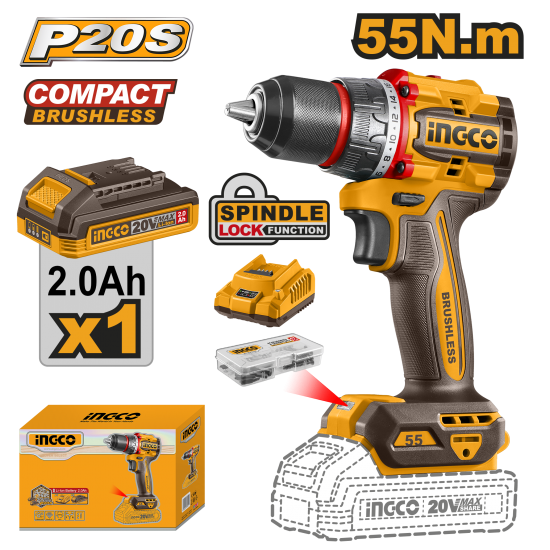 Бесщеточный шуруповерт 55 Нм 20В, б/щ (5) INGCO CDLI205582 INDUSTRIAL Бесщеточный шуруповерт 55 Нм 20В, б/щ (5) INGCO CDLI205582 INDUSTRIAL