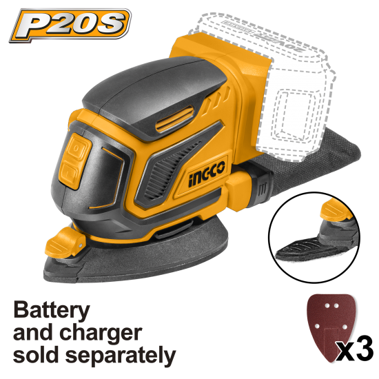 Аккумуляторная вибрационная шлифовальная машина INGCO CDSLI2051