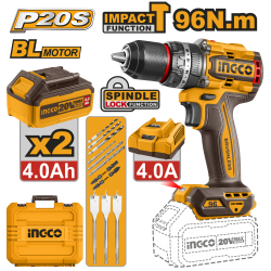 Бесщеточный ударный шуруповерт 20В, 96 Нм (5) INGCO CIDLI20968 INDUSTRIAL Бесщеточный ударный шуруповерт 20В, 96 Нм (5) INGCO CIDLI20968 INDUSTRIAL