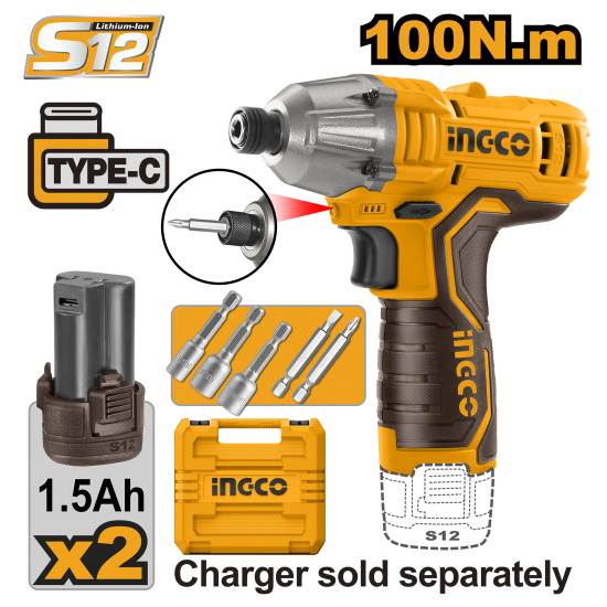 Аккумуляторный ударный шуруповерт Li-ion 12В INGCO CIRLI12015 Аккумуляторный ударный шуруповерт Li-ion 12В INGCO CIRLI12015