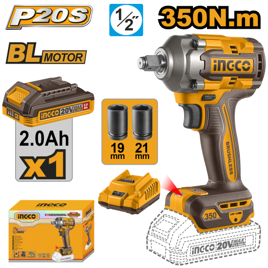 Аккумуляторный ударный гайковерт 350 Нм, 1/2 Аккумуляторный ударный гайковерт 350 Нм, 1/2