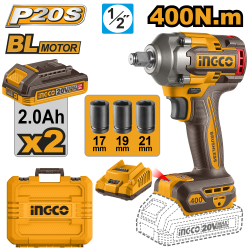 Аккумуляторный ударный гайковерт 20В Li-ion, б/щ 400 Нм (5) INGCO CIWLI2040 INDUSTRIAL Аккумуляторный ударный гайковерт 20В Li-ion, б/щ 400 Нм (5) INGCO CIWLI2040 INDUSTRIAL