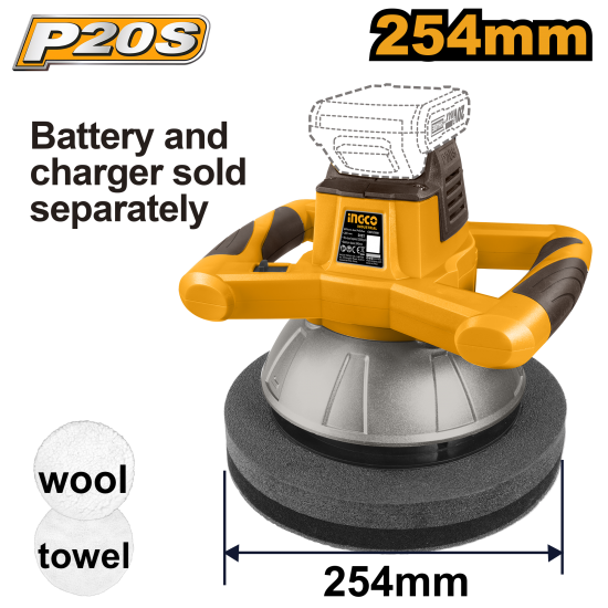Аккумуляторная полировальная машина INGCO COPLI2001 INDUSTRIAL Аккумуляторная полировальная машина INGCO COPLI2001 INDUSTRIAL