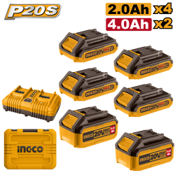 Набор аккумуляторов и зарядки Li-ion 2.0 Ач, 4.0 Ач INGCO COSLI230701 INDUSTRIAL