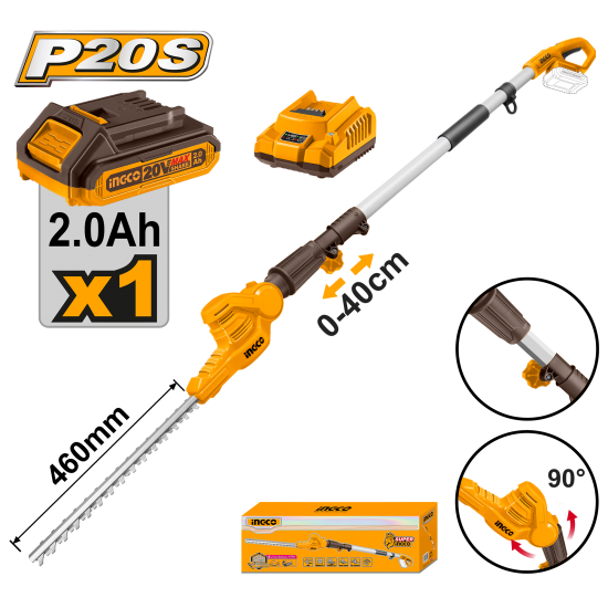 Аккумуляторный триммер для живой изгороди Li-Ion 20 В INGCO CPHT2016012 (ПП 353) Аккумуляторный триммер для живой изгороди Li-Ion 20 В INGCO CPHT2016012 (ПП 353)