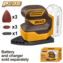 Аккумуляторная вибрационная шлифмашина 20В INGCO CPSLI2014 INDUSTRIAL Аккумуляторная вибрационная шлифмашина 20В INGCO CPSLI2014 INDUSTRIAL