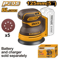 Аккумуляторная эксцентриковая шлифмашина 125 мм (8) INGCO CROSLI2002 INDUSTRIAL Аккумуляторная эксцентриковая шлифмашина 125 мм (8) INGCO CROSLI2002 INDUSTRIAL