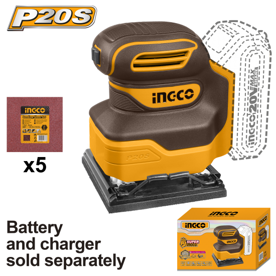 Аккумуляторная шлифмашина 20В (12) INGCO CSHSLI2014 Аккумуляторная шлифмашина 20В (12) INGCO CSHSLI2014