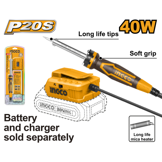 Аккумуляторный паяльник INGCO CSILI2001 Аккумуляторный паяльник INGCO CSILI2001