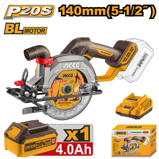Аккумуляторная циркулярная пила б/щ 140 мм (4) INGCO CSLI14021 Аккумуляторная циркулярная пила б/щ 140 мм (4) INGCO CSLI14021