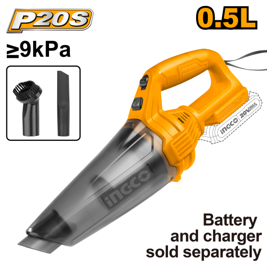 Аккумуляторный пылесос 20 В, 0,5 л INGCO CVLI201261