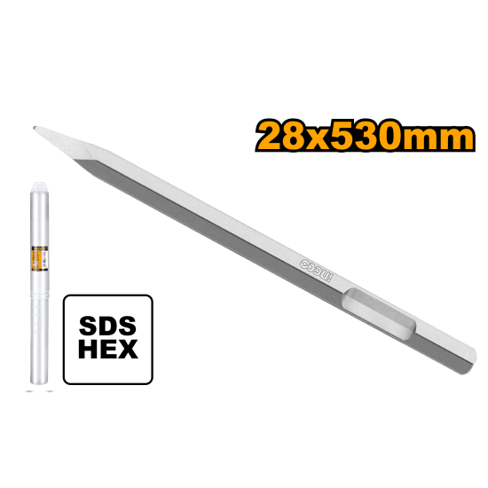 Зубило пикообразное Hex 28x530 мм INGCO DBC0415301 Зубило пикообразное Hex 28x530 мм INGCO DBC0415301