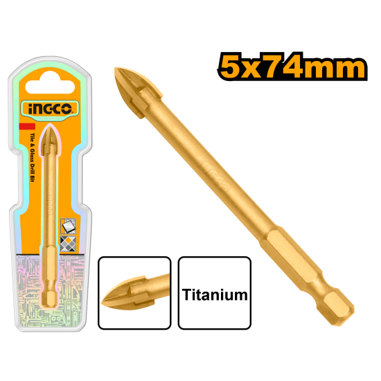 Сверло по плитке и стеклу 5х74 мм INGCO DBG1130501 INDUSTRIAL Сверло по плитке и стеклу 5х74 мм INGCO DBG1130501 INDUSTRIAL