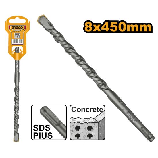 Сверло по бетону 8 мм L 450 SDS-plus INGCO DBH1210806 Сверло по бетону 8 мм L 450 SDS-plus INGCO DBH1210806