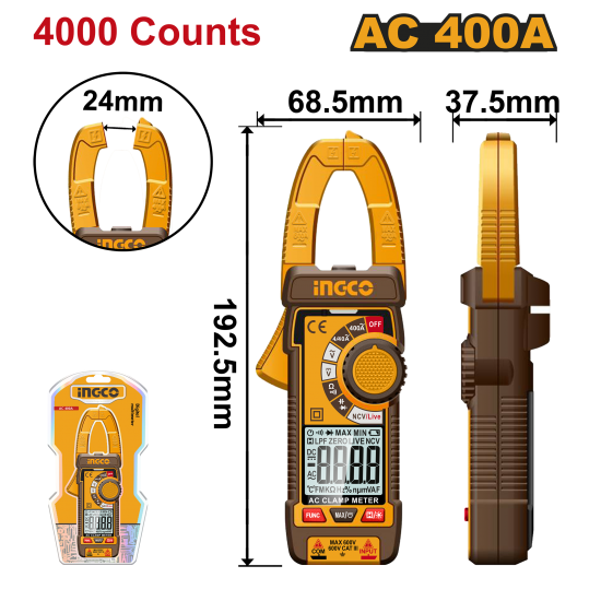 Мультиметр цифровой (10/20) INGCO DCM62001 INDUSTRIAL