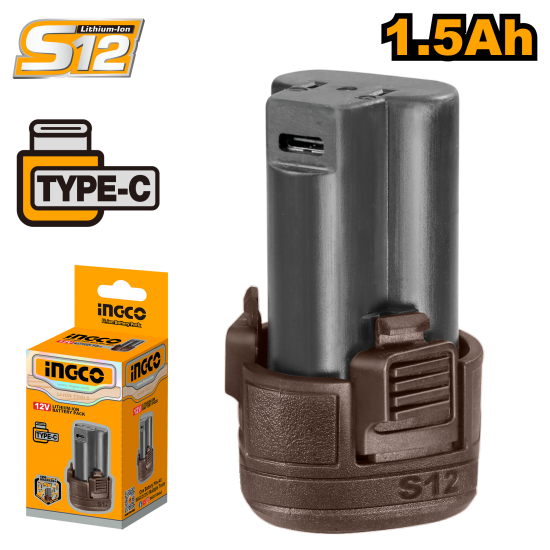 Аккумуляторная батарея Li-Ion 12 В Type-C INGCO FBLI12153 Аккумуляторная батарея Li-Ion 12 В Type-C INGCO FBLI12153