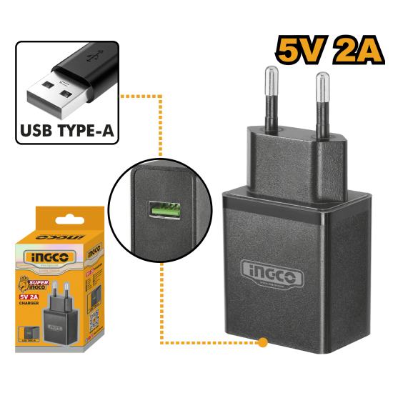 Зарядное устройство 5В USB (100) INGCO FCLI120502