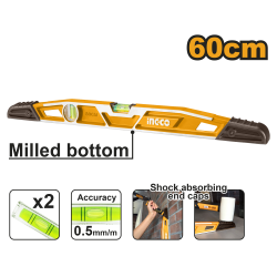 Уровень пузырьковый усиленный 60 см (10/30) INGCO HBSL08060 INDUSTRIAL Уровень пузырьковый усиленный 60 см (10/30) INGCO HBSL08060 INDUSTRIAL