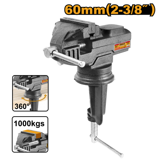 Тиски поворотные с наковальней 1000 кгс INGCO HBV082