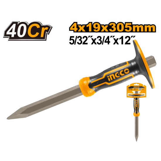 Зубило пикообразное с протектором 4*19*305 мм INGCO HCC850419 INDUSTRIAL
