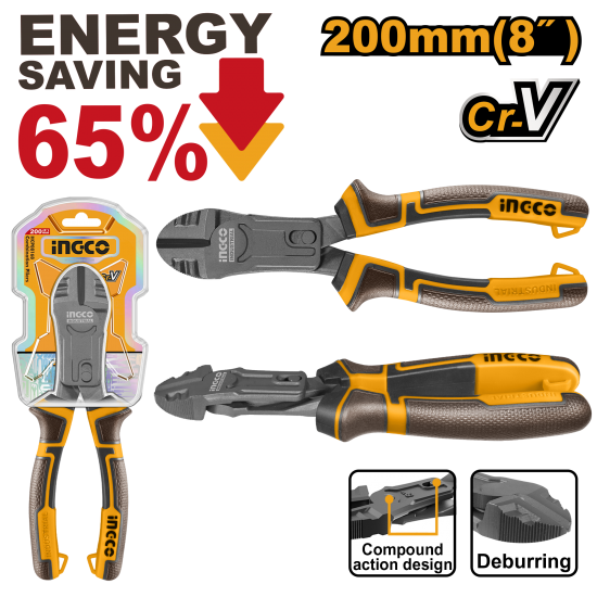 Бокорезы усиленные 200 мм (6/36) INGCO HCDCP58200 INDUSTRIAL Бокорезы усиленные 200 мм (6/36) INGCO HCDCP58200 INDUSTRIAL