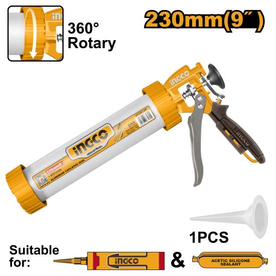 Пистолет для герметика закрытый 235 мм (4/16) INGCO HCG0109 INDUSTRIAL