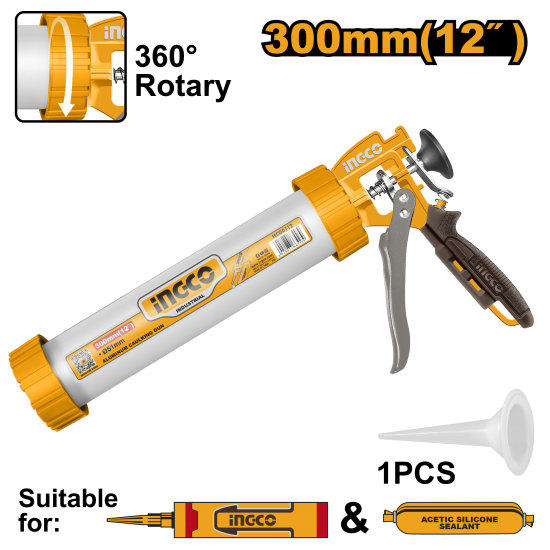 Пистолет для герметика закрытый 305 мм (4/16) INGCO HCG0112 INDUSTRIAL