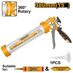 Пистолет для герметика закрытый 380 мм (4/12) INGCO HCG0115 INDUSTRIAL