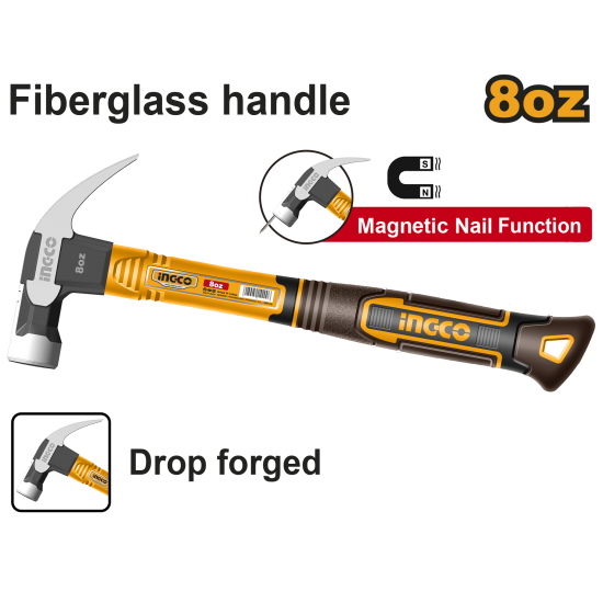 Молоток-гвоздодер 220 г (6/48) INGCO HCH81008