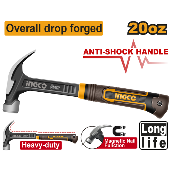 Молоток-гвоздодер 560 г (6/12) INGCO HCH81020L INDUSTRIAL Молоток-гвоздодер 560 г (6/12) INGCO HCH81020L INDUSTRIAL